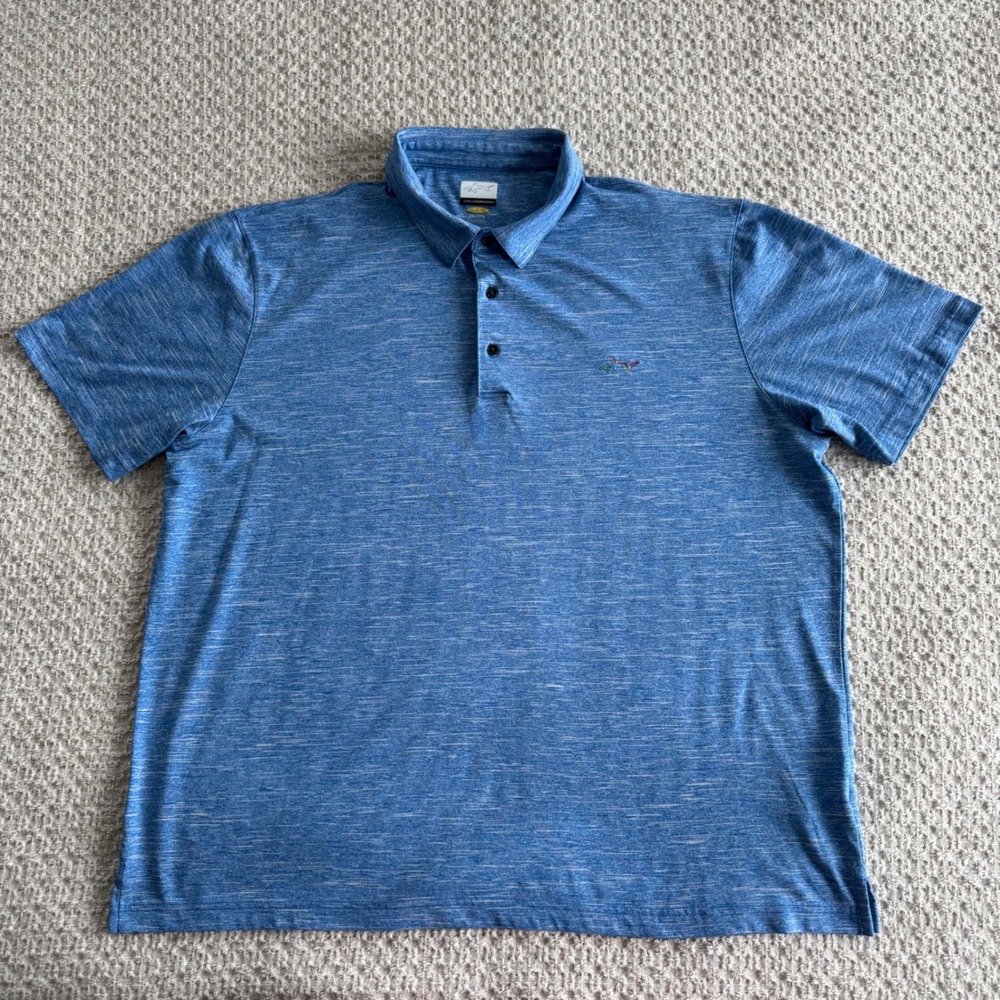 Greg Norman PlayDry Golf Polo Shirt Men's XXL Blue Heather Shark Logo